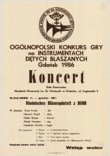 Og&oacute;lnopolski Konkurs Gry na Instrumentach Dętych Blaszanych : Gdańsk 1986 : koncert
