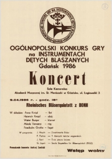 Ogólnopolski Konkurs Gry na Instrumentach Dętych Blaszanych : Gdańsk 1986 : koncert