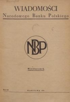 Wiadomości Narodowego Banku Polskiego, 1959, spis treści