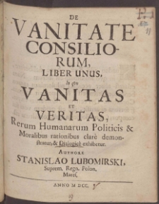 De Vanitate Consiliorum Liber Unus