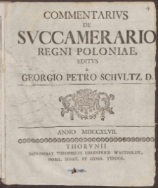 Commentarivs de Svccamerario Regni Poloni&aelig;