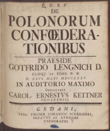 De Polonorum Confœderationibus