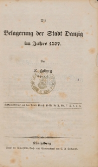 Die Belagerung der Stadt Danzig im Jahre 1577