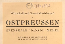 Wirtschaft und Gemeindewirtschaft in Ostpreussen Grenzmar/ Danzig/ Memel