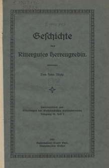 Geschichte des Rittergutes Herrengrebin