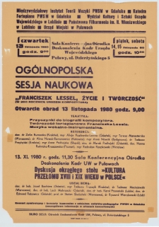 Og&oacute;lnopolska Sesja Naukowa "Franciszek Lessel, życie i tw&oacute;rczość" : (w 200 rocznicę urodzin kompozytora)