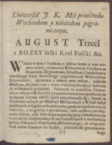 Uniwersał J. K. Mci przeciwko Werbunkom y naiazdom pogranicznym