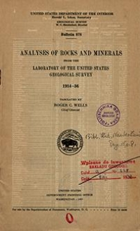 Bulletin 878. Analyses of rocks and minerals from the laboratory of the United States Geological Survey 1914-36