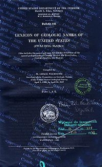 Bulletin 896. Lexicon of geologic names of the United States (including Alaska). Part 1, A-L