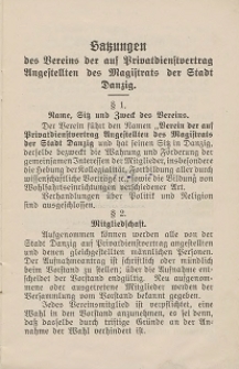 Satzungen des Vereins der auf Privatdienstvertrag Angestellten des Magistrats zu Danzig