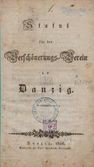 Statut f&uuml;r den Versch&ouml;nerungs-Verein zu Danzig