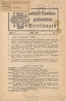 Baltische Familiengeschichtliche Mitteilungen, 1933, nr 2