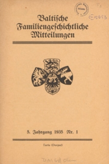 Baltische Familiengeschichtliche Mitteilungen, 1935, nr 1