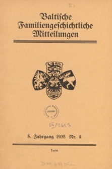 Baltische Familiengeschichtliche Mitteilungen, 1935, nr 4