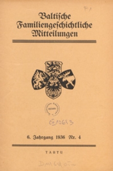 Baltische Familiengeschichtliche Mitteilungen, 1936, nr 4