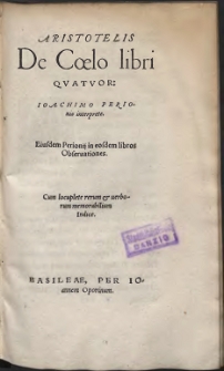 Aristotelis De Cœlo libri Qvatvor (skany: 643 - 818)