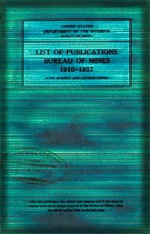 List of publications Bureau of Mines