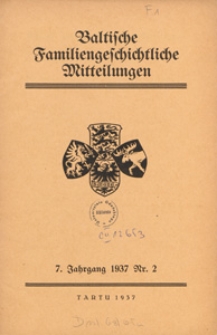 Baltische Familiengeschichtliche Mitteilungen, 1937, nr 2