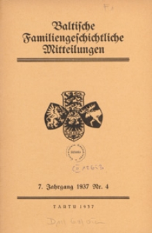 Baltische Familiengeschichtliche Mitteilungen, 1937, nr 4