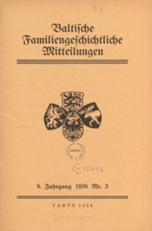 Baltische Familiengeschichtliche Mitteilungen, 1938, nr 3