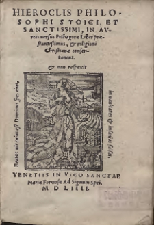 Hieroclis philosophi stoici, et sanctissimi, in aureos Pithagorae liber [...] (skany: 1 - 220)