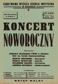 Koncert noworoczny : sala koncertowa ul. Gnilna 3 : środa 28 stycznia 1981 r. godz. 18.00