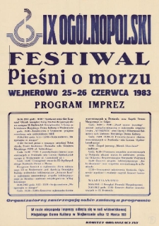 IX Og&oacute;lnopolski Festiwal Pieśni o morzu : Wejherowo 25-26 czerwca 1983 : program imprez