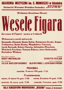 Wolfgang Amadeusz Mozart - Wesele Figara (Le nozze di Figaro), opera w 4 aktach