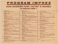 Program imprez Domu Radzieckiej Nauki i Kultury w Gdańsku na listopad 1986 r.
