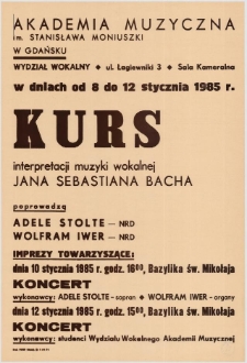 Kurs interpretacji muzyki wokalnej Jana Sebastiana Bacha