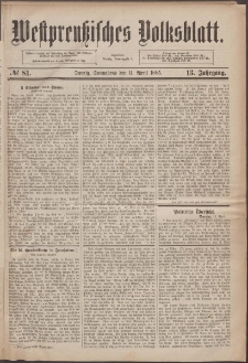 Westpreußisches Volksblatt 1885 11.04 nr 81