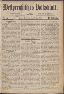 Westpreußisches Volksblatt 1885 16.04 nr 85