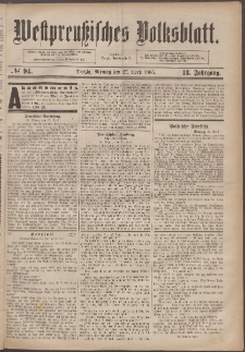 Westpreu&szlig;isches Volksblatt 1885 27.04 nr 94