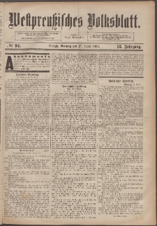 Westpreußisches Volksblatt 1885 27.04 nr 94