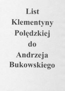 List Klementyny Palędzkiej do Andrzeja Bukowskiego, 1979.01.27
