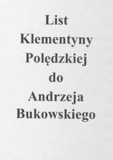 List Klementyny Palędzkiej do Andrzeja Bukowskiego, 1979.03.19