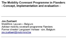 The Mobility Covenant Programme in Flanders : concept, implementation and evaluation
