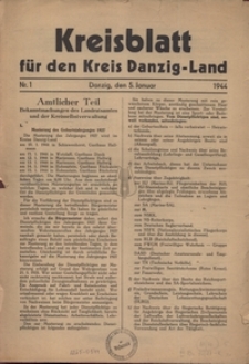 Kreisblatt fur den Kreis Danzig-Land nr.1