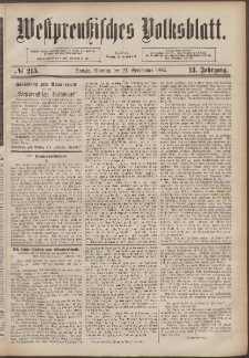 Westpreußisches Volksblatt 1885 21.09 nr 215