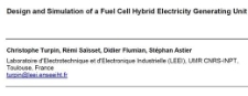 Design and Simulation of a Fuel Cell Hybrid Electricity Generating Unit