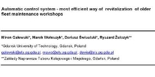 Automatic control system - most efficient way of revitalization of older fleet maintenance workshops