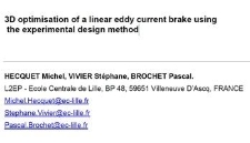 3D optimisation of a linear eddy current brake using the experimental design method