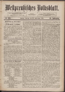 Westpreußisches Volksblatt 1885 27.09 nr 221