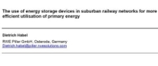 The use of energy storage devices in suburban railway networks for more efficient utilisation of primary energy