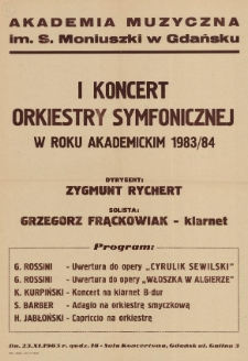 I koncert orkiestry symfonicznej w roku akademickim 1983/84