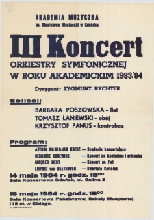 III koncert orkiestry symfonicznej w roku akademickim 1983/84