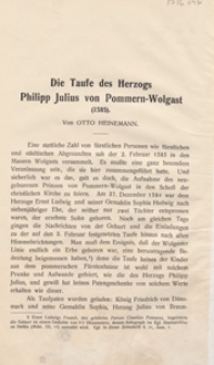 Die Taufe des Herzogs Philipp Julius von Pommern-Wolgast (1585)