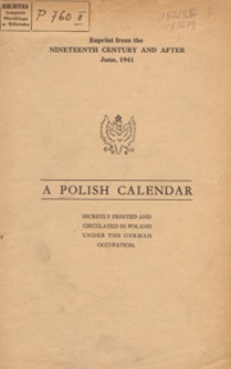 A Polish calendar : secretly printed and circulated in Poland under the German occupation