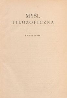 Myśl Filozoficzna, 1953 nr 1