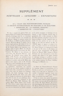 Art et décoration : revue mensuelle d'art moderne 1910, Supplément Chronique, janvier